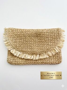 Beachly "The North Shore" Straw Envelope Clutch NWOT